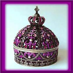DOMED MOROCCAN GOLD SWAROVSKI CRYSTAL JEWELRY BOX