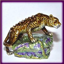 LEOPARD JAGUAR GOLD SWAROVSKI CRYSTAL JEWELRY BOX