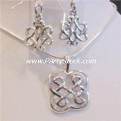 STERLING SILVER CELTIC NECKLACE & EARRINGS SET 