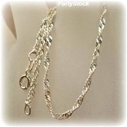 3.5G SOLID 14K WHITE GOLD 18" SINGAPORE CHAIN