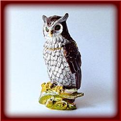 OWL GOLD & SWAROVSKI CRYSTALS JEWELRY BOX TRINKET