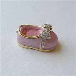 PINK BABY KEEPSAKE BOX SWAROVSKI CRYSTAL 24K GOLD