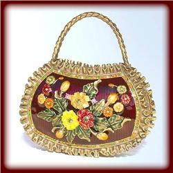 BROWN PURSE GOLD SWAROVSKI CRYSTAL JEWELRY BOX