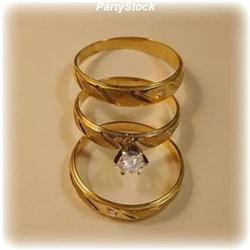 Solid Gold 3 piece Diamond Wedding Ring Set 10K Genuine