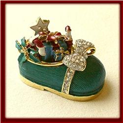 24K GOLD BLUE BABY SHOE BOX SWAROVSKI CRYSTAL JEW