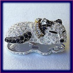 KITTEN PIN BROOCH SWAROVSKI CRYSTALS BW