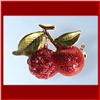 Image 1 : CHERRY PIN BROOCH 24K GOLD SWAROVSKI CRYSTALS