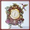 Image 1 : GOLD SWAROVSKI CRYSTALS HUMMINGBIRD FLOWERS CLOCK
