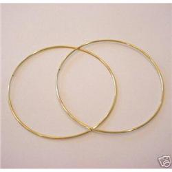 SOLID 14K GOLD HOOPS EARRINGS 2.5" INCH
