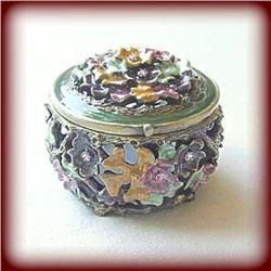 FLOWERS JEWELRY BOX GOLD SWAROVSKI CRYSTALS GREEN