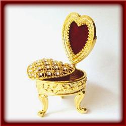 DOLL CHAIR JEWELRY BOX 24K GOLD SWAROVSKI CRYSTAL