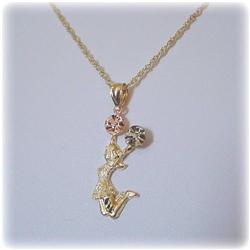 SOLID 14K GOLD CHEERLEADER NECKLACE POM POMS 18