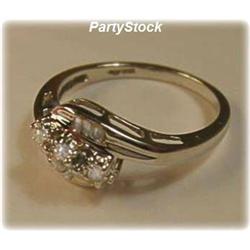 Genuine Diamond Ring Solid 14K White Gold Size 7