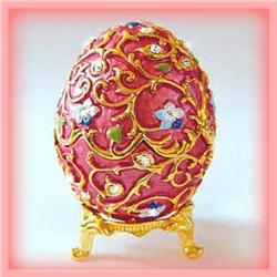 FABERGE PINK 24K GOLD  SWAROVSKI CRYSTALS EGG BOX