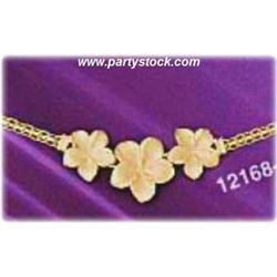 New! Solid 14K Gold Plumeria Necklace 16" 6.6g