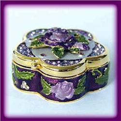 ROSE TRINKET JEWELRY BOX GOLD & SWAROVSKI CRYSTAL