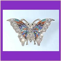 BUTTERFLY PIN BROOCH 24K GOLD SWAROVSKI CRYSTALS