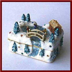 WINTER SCENE BOX 24K GOLD & SWAROVSKI CRYSTALS