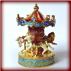 24K GOLD MERRY GO ROUND CAROUSAL BOX SWAROVSKI CR
