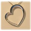 Image 1 : 14K WHITE GOLD HEART GENUINE DIAMOND NECKLACE PENDANT 7"