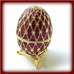 PURPLE FABERGE EGG RING BOX GOLD AUSTRIAN CRYSTAL