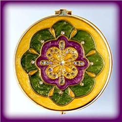 24K GOLD SWAROVSKI CRYSTAL COMPACT PURSE MIRROR N