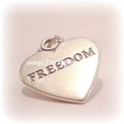 SOLID STERLING SILVER FREEDOM HEART NECKLACE NEW