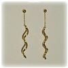 Image 1 : Solid 14K Yellow Gold Dangle Earrings Corkscrew 2"