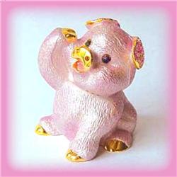 PINK PIG 24K GOLD & SWAROVSKI CRYSTAL BOX JEWELRY