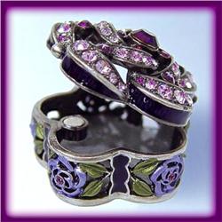 24K GOLD DECO PURPLE FLOWER BOX SWAROVSKI CRYSTAL