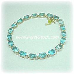 14K GOLD GENUINE BLUE TOPAZ TENNIS BRACELET 7