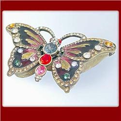 LARGE SWAROVSKI CRYSTALS JEWELED BUTTERFLY BOX
