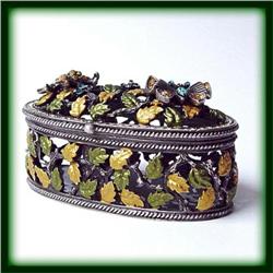 BUTTERFLY BEE GOLD SWAROVSKI CRYSTALS JEWELRY BOX