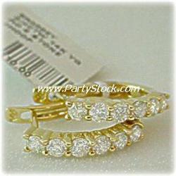 14K Yellow Gold Diamond 1 CTW Hoop Huggie Earring