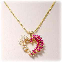 New 14K GENUINE RUBY DIAMOND PENDANT NECKLACE 18"