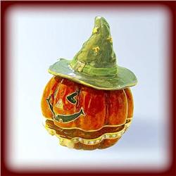 HALOWEEN PUMPKIN JACK O LANTERN GOLD CRYSTALS BOX