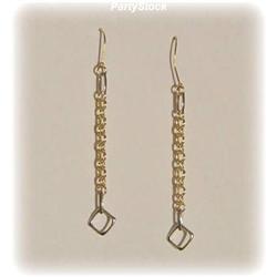 solid 14K GOLD two tone DROP CHAIN EARRINGS 2.5"