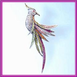 PARROT BROOCH 24K GOLD SWAROVSKI CRYSTALS PIN PIN