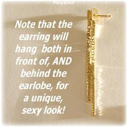 SOLID 14K GOLD DOUBLE DANGLING EARRING DROP 2"