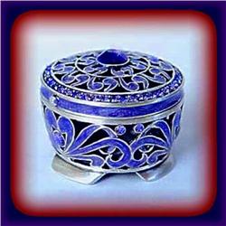 BLUE PERSIAN  GOLD SWAROVSKI CRYSTALS JEWELRY BOX
