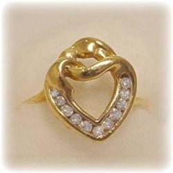 NEW EXQUISITE 14K GOLD GENUINE DIAMOND HEART RING