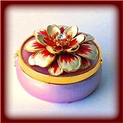 LILY LILLY FLOWER 24K GOLD & CRYSTALS JEWELRY BOX