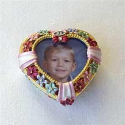 24K GOLD HEART SHAPED PHOTO BOX SWAROVSKI CRYSTAL