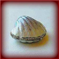 SEASHELL BOX W/CRAB! 24K GOLD SWAROVSKI CRYSTALS!
