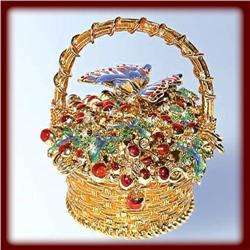 BUTTERFLY BASKET BOX GOLD SWAROVSKI CRYSTAL JEWEL
