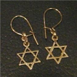 14K GOLD BABY STAR OF MOGAN DAVID EARRINGS DANGLE