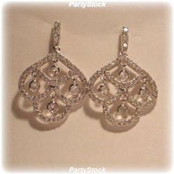 1.5" RHODIUM STERLING SILVER Chandelier Earrings CZ