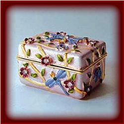 DRAGONFLY 24K GOLD & CRYSTALS JEWELRY BOX TRINKET