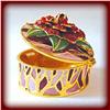 Image 1 : RED PEONY FLOWER GOLD SWAROVSKI CRYSTALS RING BOX