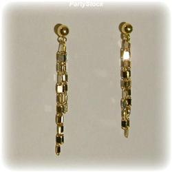 SOLID 14K GOLD DANGLING DROP DANGLE EARRINGS 45mm 3 STRANDS